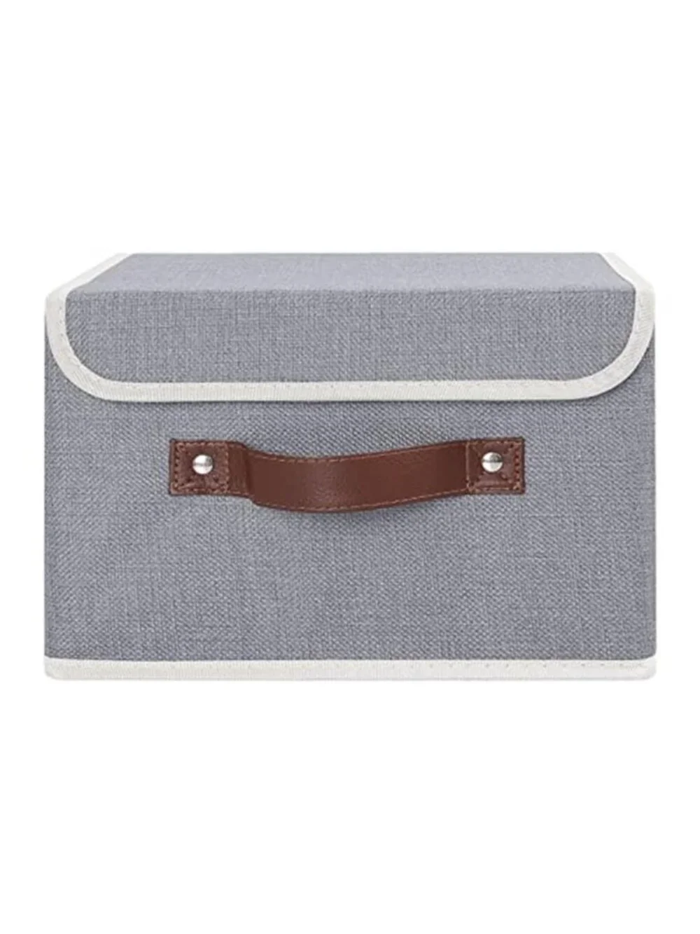 Fabric Storage Box Bins with Lids, Gray, 10